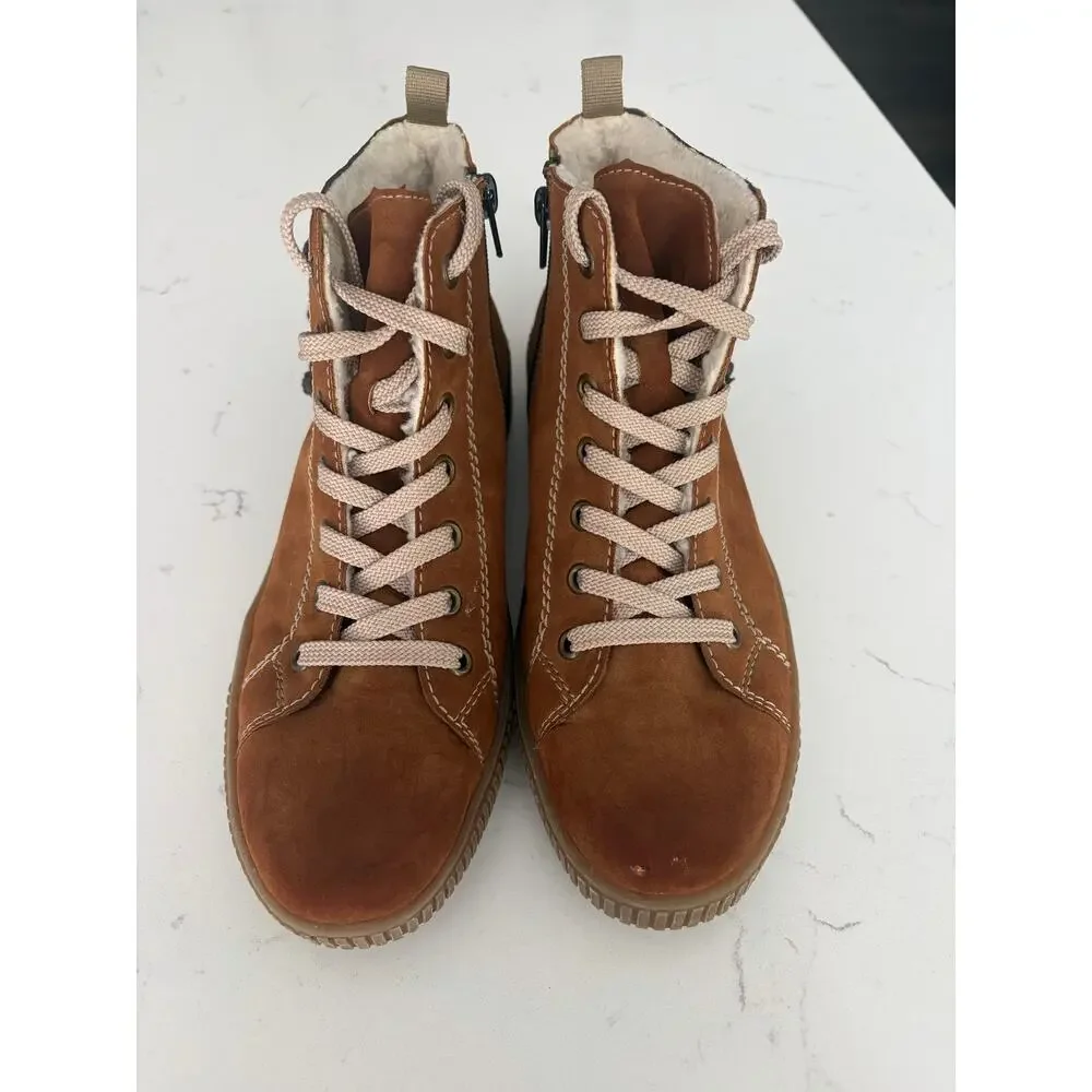 Reiker Tex cognac ankle boots sz 40 zip up comfort Nubuck outdoors gorpcore